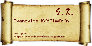 Ivanovits Kálmán névjegykártya